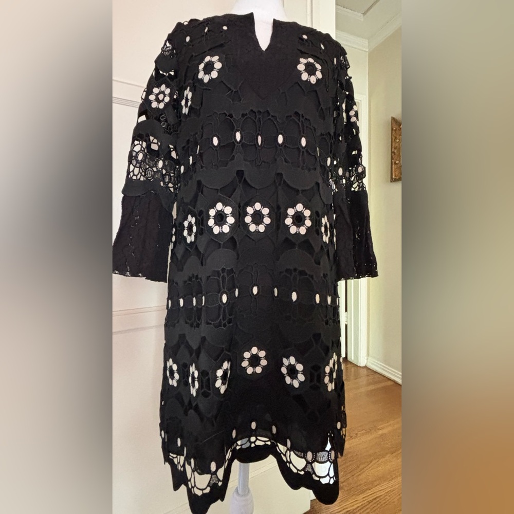 Anna Sui Black and White Floral Dress